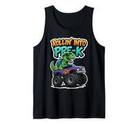 Rollin' Into Pre-K T-Rex Monster Truck New School Year Boys Tank Top