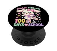Rollin’ Through 100 Days Of School Cute Bunny Teacher Girl PopSockets Adhesive PopGrip