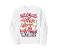 Rollin’ Through 100 Days Of School Cute Bunny Teacher Girl Sweatshirt