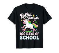 Rollin' Through 100 Days of School Skating Unicorn 100th Day T-Shirt