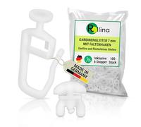 Rollina Curtain Gliders 7 mm | Curtain Hooks for Rails with 4-5 mm Inner Track Width | Curtain Hooks | Suitable for e.g. IKEA KVARTAL (Pack of 100 with 6 Stoppers)