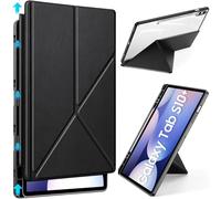 RollinCase Cover for Samsung Galaxy Tab S10+ Plus/ S9+ Plus/ S9 FE+ Plus 12.4 inch - Slim Folding PU Leather Case with Auto Wake/Sleep Function, Triangle Bracket Design, Black