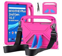 RollinCase Kids Case for 10.3 Inch Lenovo Tab M10 FHD Plus 2020/Tab K10 (TB-X606F/X606X/X6C6F), Eva Lightweight Shockproof Protective Case with Children's Handle and Shoulder Strap, Rose