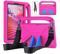 RollinCase Kids Case for Lenovo Tab One 8.7 Inch 2025/Tab K9 8.7 Inch, Eva Lightweight Shockproof Protective Case with Children's Handle and Shoulder Strap, Pink