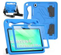 RollinCase Kids Compatible with Samsung Galaxy Tab A9 Plus 11 Inch 2023 (SM-X210/X216/X218), Lightweight Shockproof Protective Case with Built-in Screen Protector and Shoulder Strap, Blue