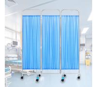 Rolling 3 Panel Medical Privacy Screen, Adult Foldable Room Divider, Stainless Steel Hospital Partition Wall Panels, Foldable Divider with Quiet Casters, for Clinic, Ward, Exam Room