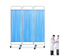Rolling 3 Panel Medical Privacy Screen, Room Divider, Portable Medical Privacy Screens, Movable Emergency Separator, Stainless Steel Temporary Partition Wall Panels, for Clinic, Ward