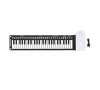 Rolling 49 Key Speaker Keyboard, Portable Folding Electronic Keyboard with Built - in Speakers, 49 Keys Roll Up Piano for Beginners Training and Travel (White)