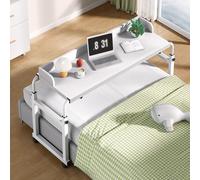 Rolling Adjustable Over Bed Table with Wheels Swivel Top - Perfect for Recliners Wheelchairs Laptop Use Hospital & Home - Versatile Rolling Tray for Comfort and Convenience