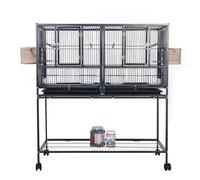 Rolling African Grey Parrot Cage Open Play top Large Bird Cage for Mini Macaw Cockatoo Cockatiels Small Quaker Sun Conure(105 * 95 * 45cm)