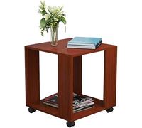Rolling and Movable Side Table Small Square Coffee Shelf Wooden Phone/End Table/Lamp/Nightstand Medium-Sized Nesting Tables (Color: A Size: 40)