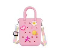 Rolling Art Silicone Hole Handbag Toddler Purse With Adjustable Shoulder Strap Can Be Diy Decoration, Girls Birthday Gift, Pink
