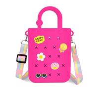 Rolling Art Silicone Hole Handbag Toddler Purse With Adjustable Shoulder Strap Can Be Diy Decoration, Girls Birthday Gift (rose)