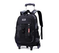 Rolling Backpack for Boys Kids School Bag with Wheels for Elementary Middle School Trolley Luggage Bookbag, D 6 Wheels-camo Black, 6 Wheels, Rolling Backpack