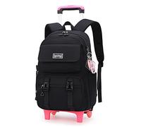 Rolling Backpack Luggage BookBag with Wheels Trolley Bag Wheeled Travel Backpack for Girls & Boys Trolley Bag, Black, 2-wheel, Travel Backpacks