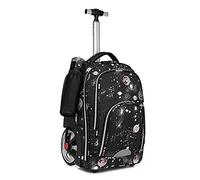 Rolling Backpack with Wheels, 45L Carry-on Backpack with Laptop Compartment for Business and Travel Commuter, 33 × 25 × 49 cm-grey