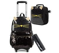 Rolling Backpacks Wheeled Bags Trolley School Bags Primary Travel Luggage 3 in 1 Kids Bookbag Set with Lunch Bag