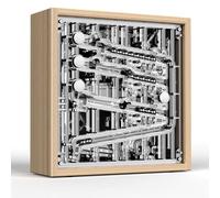 Rolling Ball Timer Clock - 8 Inch Silent Decorative Wood & Stainless Steel Design with 20 Steel Ball Bearings and 4 Running Tracks - Perfect for Living Room or Bedroom Decor