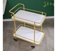 Rolling Bar Cart with Wheels - 2-Tier Mobile Wine Cart for Kitchen & Living Room - Stylish Serving Trolley for Entertaining & Home Decor - Versatile Kitchen Island Cart