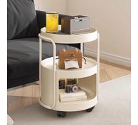 Rolling Bar Cart with Wheels - Metal Frame Side Table for Living Room Accent Table with Anti-Fall Edges for Display & Storage