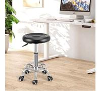 Rolling Bar Stool Pu Leather Work Salon Drafting Swivel Task Chair