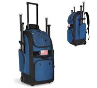 Rolling Baseball Bag with Wheels, 60L Capacity Wheeled Softball bag with Shoe Compartment for Youth & Adult, Bat bag with Hidden Straps,Fence Hook,Holds 4 Bat, Helmet, Glove