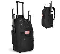 Rolling Baseball Bag with Wheels, 60L Capacity Wheeled Softball bag with Shoe Compartment for Youth & Adult, Bat bag with Hidden Straps,Fence Hook,Holds 4 Bat, Helmet, Glove