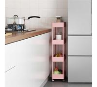 Rolling Bathroom Storage Cart 3 4 5 Tier ABS nizer with Hollow Drain Design Versatile for Kitchen & Bathroom Space Saving Red Storage Solution (4 18cm)