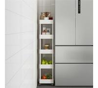 Rolling Bathroom Storage Cart 3/4/5 Tier ABSwith Drainage Design Compact Bathroom & Kitchen Trolley White (5-18cm) - Space-Saving Solution