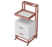 Rolling Beauty Salon Trolley Metal Storage Cabinet with Wheels 37x37x85cm White-Pink Drawer Tool Chest Garagefor Salon Equip and Supplies
