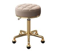 Rolling Beauty Stool, Adjustable Swivel Drafting Spa Chair, PU Leather Seat, Stainless Steel Gold Frame, Home Office Massage Chair
