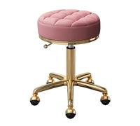 Rolling Beauty Stool, Adjustable Swivel Drafting Spa Chair, PU Leather Seat, Stainless Steel Gold Frame, Home Office Massage Chair