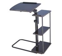 Rolling Bedside Table - Adjustable Height Multi-Layer Desk with Dual Stop Edges Perfect for Reading Meals Space-Saving Design for Home Use