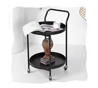 Rolling Beverage Cart with Swivel Wheels 2-Tier Bar Cart Integrated Handle & Removable Tray for Wine & Craft Beer Black Finish - Perfect for Home & Parties