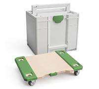Rolling Board | Transport Trolley | Scooter | Cart Compatible with Festool, Taurus, Tanos Systainer T Loc or SYS ³ 3 M - 4 x Rubber Castors (2 x Brakes), 200 kg, Multiplex Birch, Perfect Fit without