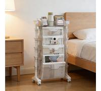 Rolling Book Cart, 6 Tier Organizer Rack with Wheels for Classroom | 6 Tier Rolling Book Cart - Space-Saving Organizer for Books, Files & Supplies in Classroom, Bedroom or Office