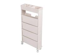 Rolling Book Cart - le Bookcase & Multifunctal Pantry Shelves for Home, Office, or Library - Cact Sto Solut (30.9x4.7x15.6in, Bei)