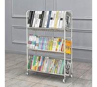 Rolling Book Cart, Moveable Bookshelf Organizer, Metal Shelving Trolley for Office, Classroom, Library, Study Room
