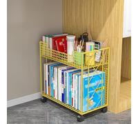 Rolling Book Cart with Lockable Wheels, Large Metal Storage Organizer for Office or Home Use, Includes Hanging Folders