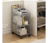 Rolling Book Cart with Wheels, 3 Tier Mobile Bookshelf Metal Thin Storage, Top Divider Design for Office Classroom Library Living Room
