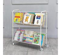 Rolling Book Cart with Wheels - Metal Shelving nizer Multifunctal Sto Trolley for Office Classroom Library & Study Room - White Boohelf on Wheels