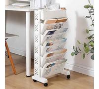 Rolling Bookcase - Mobile Book Display Rack Trolley Plastic Storage Shelves for Home & Office Stylish Bookshelf on Wheels