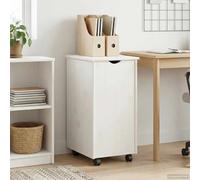 Rolling Cabinet 1 Shelf 34 x 39 x 65.5 cm White Solid Pine Wood
