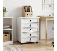 Rolling cabinet 5-Drawer White Pine & Engineered Wood 53x39x65.5cm small Casters