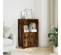 vidaXL Rolling Cabinet Smoked Oak 55x40x91 cm Engineered Wood, Brown