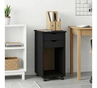 Rolling Cabinet Ample Storage 34 x 39 x 65.5 cm Black Solid Pine Wood