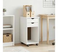 Rolling Cabinet Ample Storage 34 x 39 x 65.5 cm White Solid Pine Wood