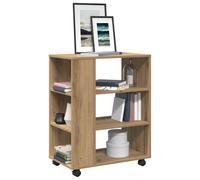 Rolling Cabinet Artisan Oak Engineered Wood 60x35x75cm 3 Shelves Mobile Office