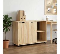 Rolling Cabinet Brown Solid Pine Wood 100x39x65.5cm 4-Drawer Mobile Unit Compact