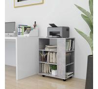 Rolling Cabinet Concrete Grey 60x35x75 cm Engineered Wood 3-Shelf Office Storage